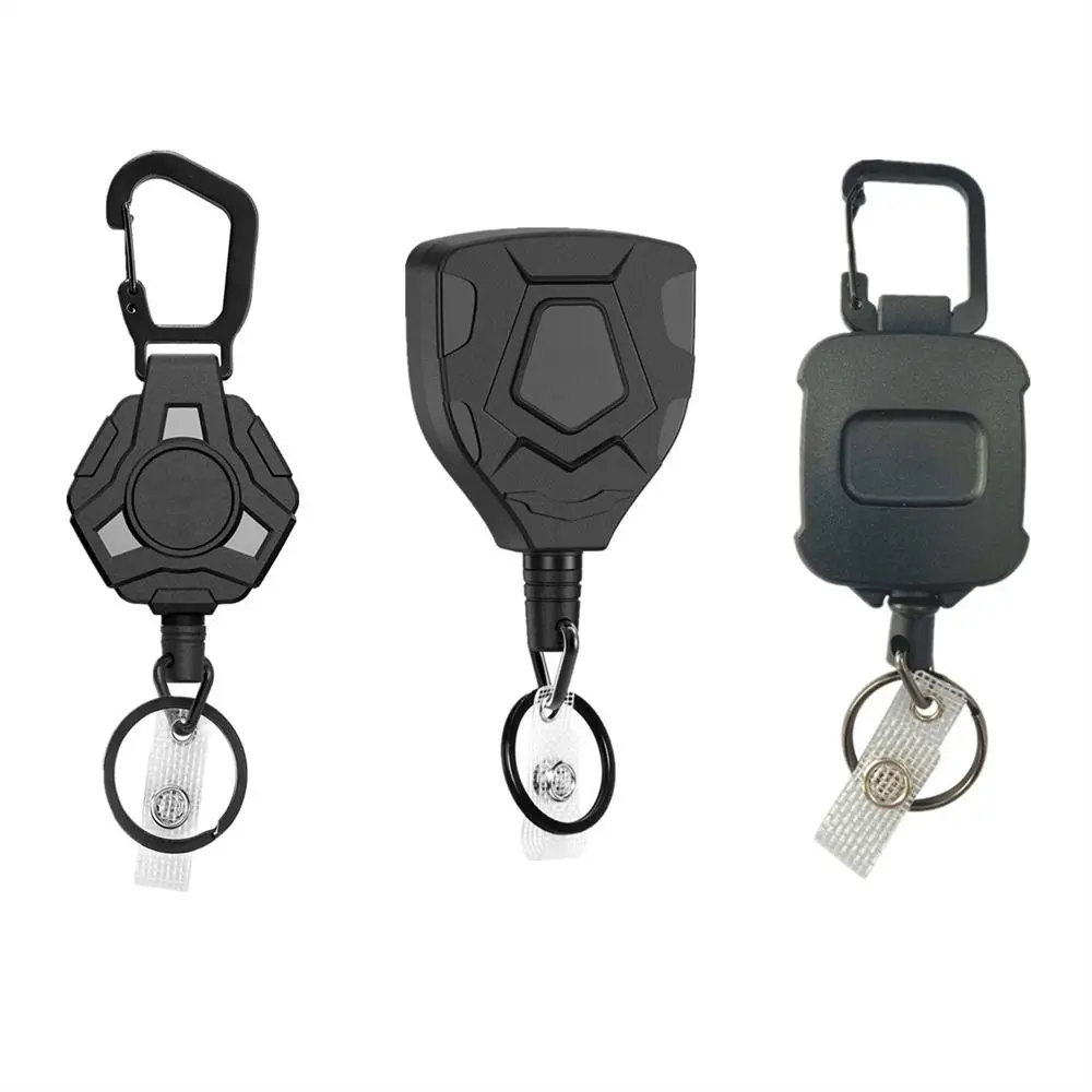 Office Supplies Elastic ID Lanyard Anti-theft Badge Holder Name Tag Badge Reel Retractable Key Ring Easy-to-pull Buckle ID Card Holder