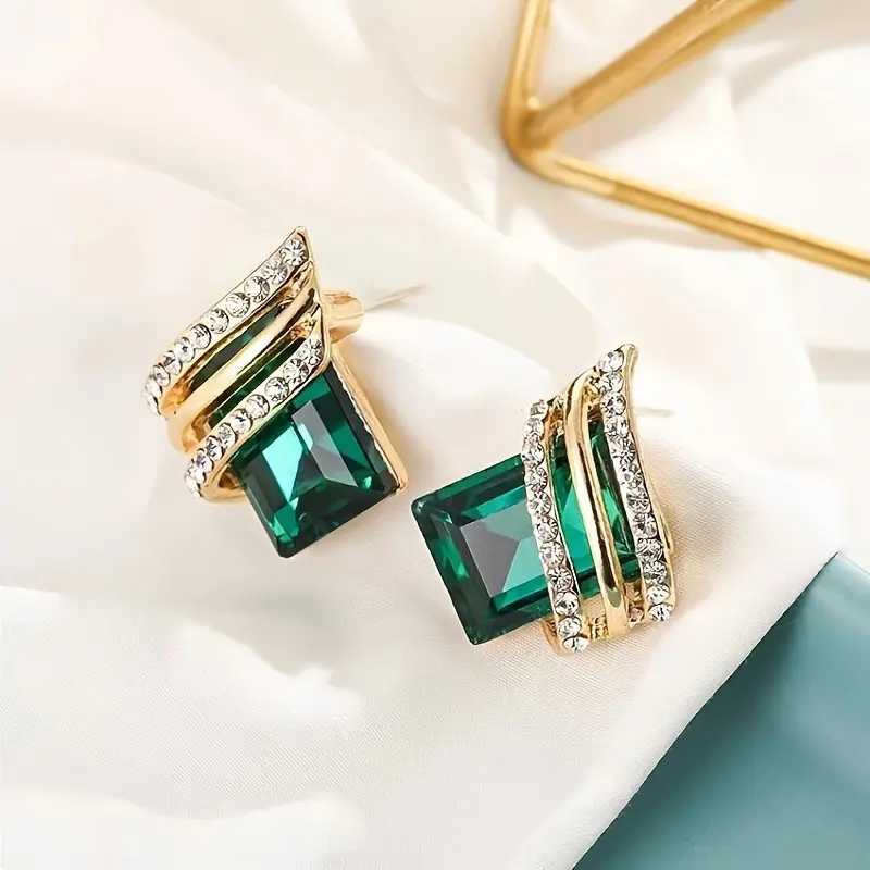 Luxurious, Elegant, Fashionable, And Sparkling Artificial Crystal Geometric Earrings, Women's Party Jewelry, Christmas And New Year Jewelry Gifts 7