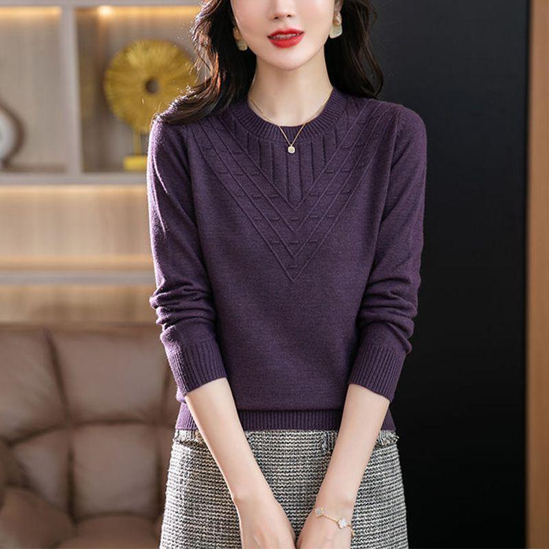 Product Introduction of Áo Len Dài Tay, Hàng Mới Về Mùa Thu Năm 2025, Cổ Tròn, Áo Lớp Nền Dệt Kim, Phong Cách Phương Tây Cho Phụ Nữ Trung Người Già, Áo Sơ Mi Nhỏ Áo Thời Trang Dễ Phối Đồ, Được 5871 Người Đánh Giá Cao. 1
