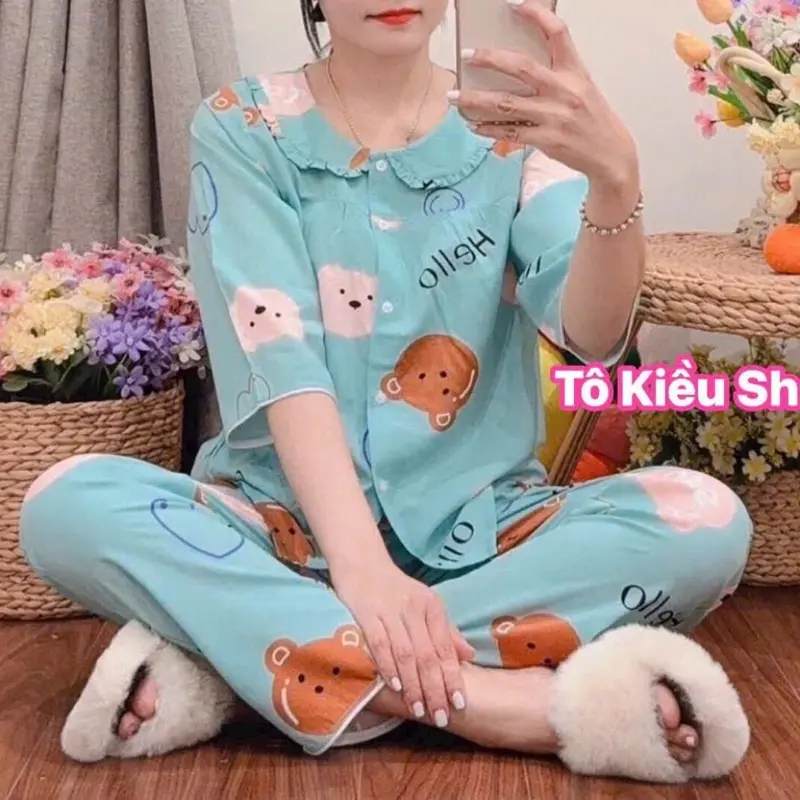 (MS02) TAY LỠ BÂU SEN QUẦN DÀI-Bộ Tole Nữ Mặc Nhà, Bộ Lanh Nữ Mềm Mát 2
