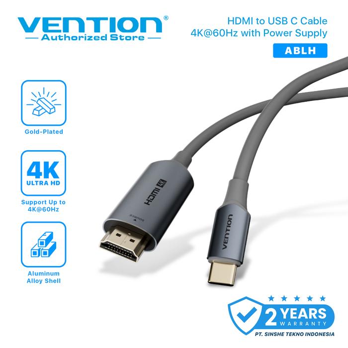 Gambar Vention Kabel HDMI to USB-C 4K HDR 60Hz Power Support Mirror & Extend Mode - ABL, 1.5 Meter dari Vention Authorized Store Kota Administrasi Jakarta Barat 4 Tokopedia