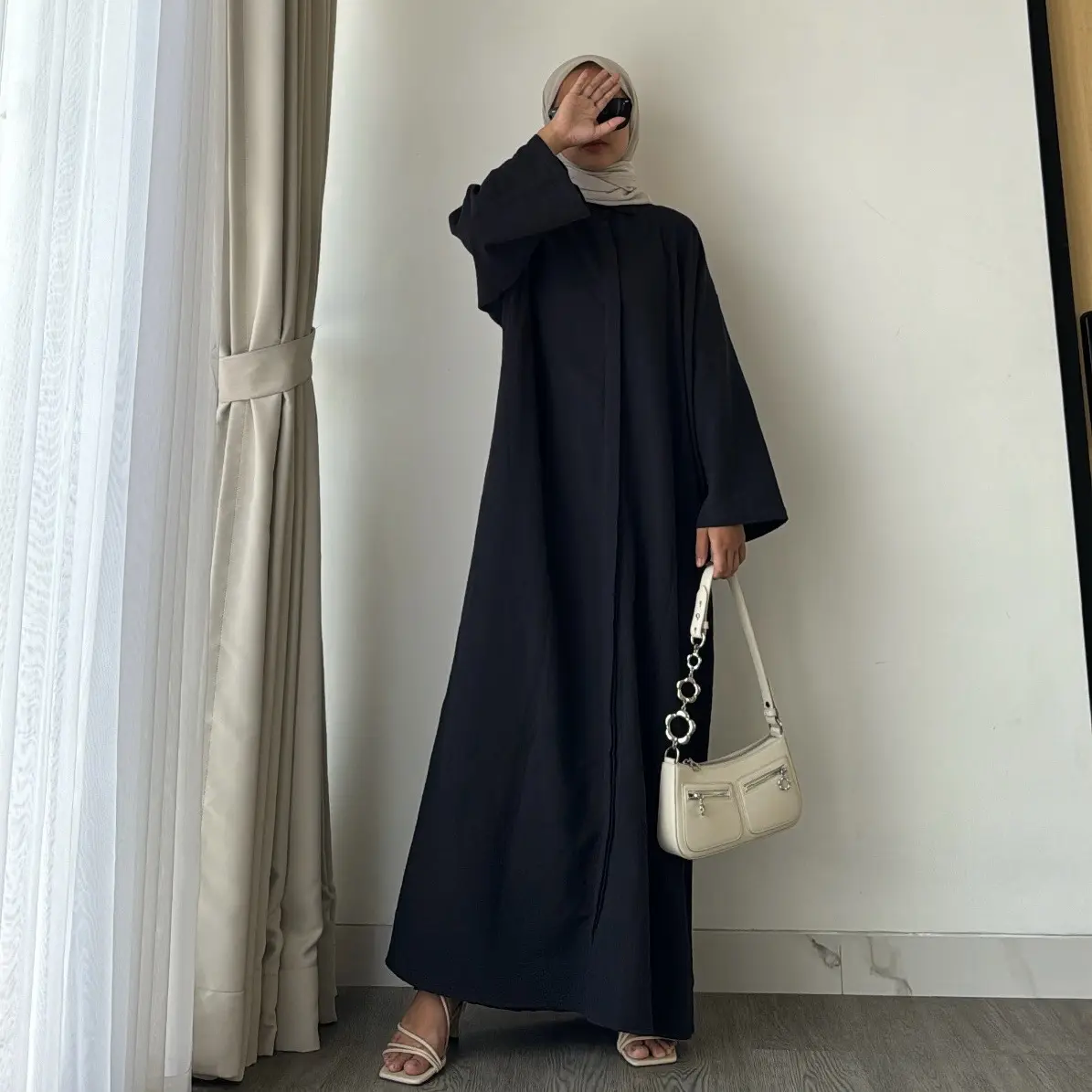 JEDA ABAYA LINEN DRESS by Leody Cantik Katun Muslim Wanita Gamis Basic