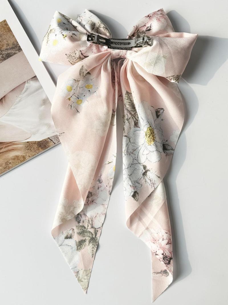 Product Introduction of Floral Print Bow Decor Hair Clip (2pcs), Cute Bouquet Print Hair Accessories for Women & Girls, Casual Versatile Hair Accessories for Daily Wear, Barrettes Hair Clips 13