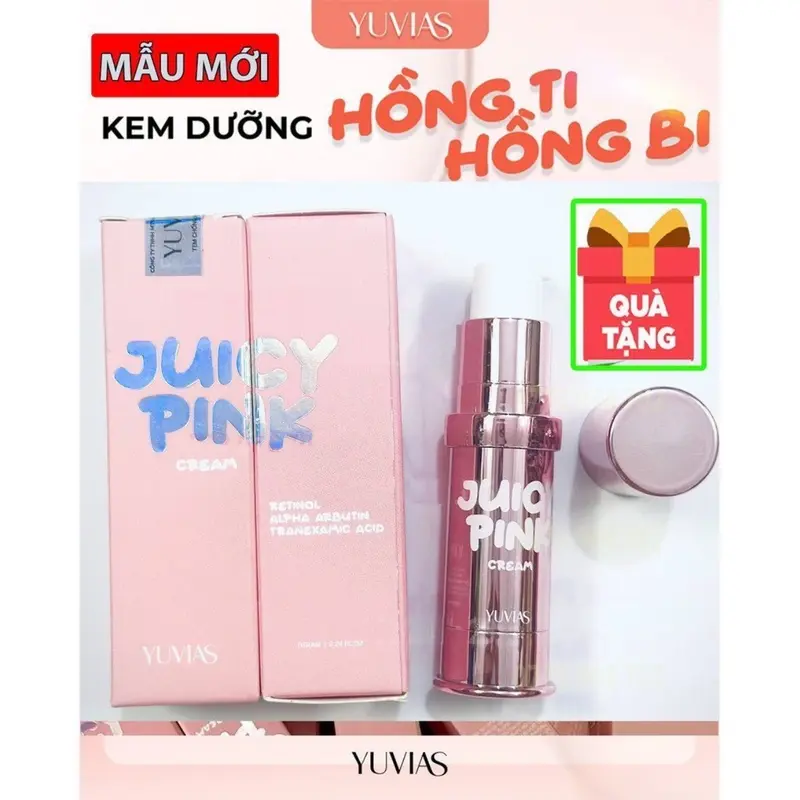 ( Mau moi) Kem làm hồng ti, hồng nhũ hoa, bikini, dưỡng ẩm, mềm ti JUICY PINK, dung tích 5gr - YUVIAS, che tên sp 0