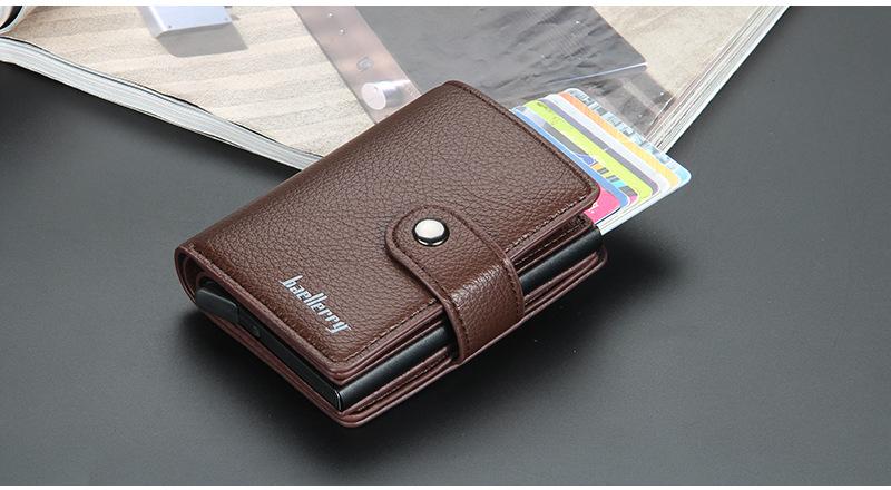 Product Introduction of Men's Card Holder in European and American Style with Lychee Pattern, Automatic Pop-up Card Type Clasp Wallet, Metal Aluminum Box Card Sleeve 18