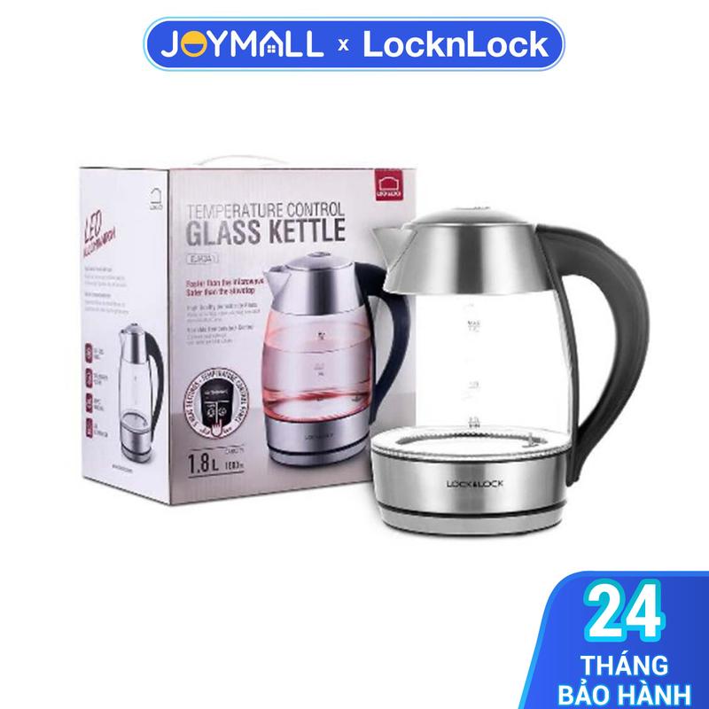 Ấm Đun Siêu Tốc Thủy Tinh Lock&Lock EJK341 1.8 Lít 2200W - Hàng Chính Hãng, Có Điều Chỉnh Nhiệt Độ Sôi, Đèn Đổi Màu Theo Nhiệt Độ - JoyMall Ấm Siêu Tốc Đun Nước Bình Đun Nước