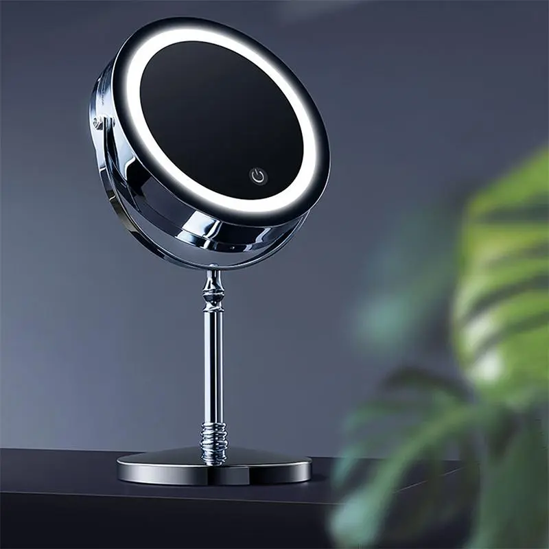 USB Charging Double Sided 1/10x Magnification Makeup Mirror, Touch Control Adjustable Light LED Makeup Mirror, Makeup Tools for Women