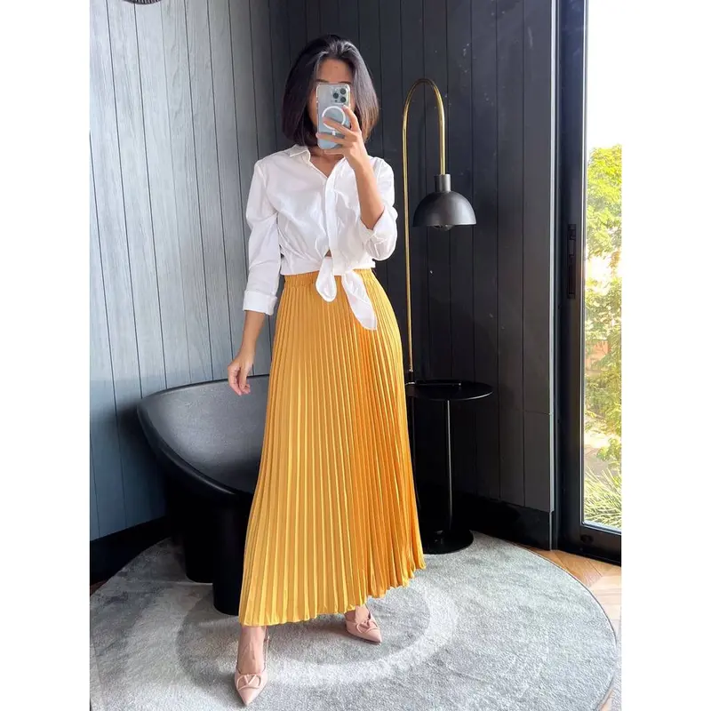 Rok Plisket Mayung / Rok Plisket / Plisket Premium / Pleated Skirt / rok kerja Wanita Panjang Casual Hitam Pendek Serut 1