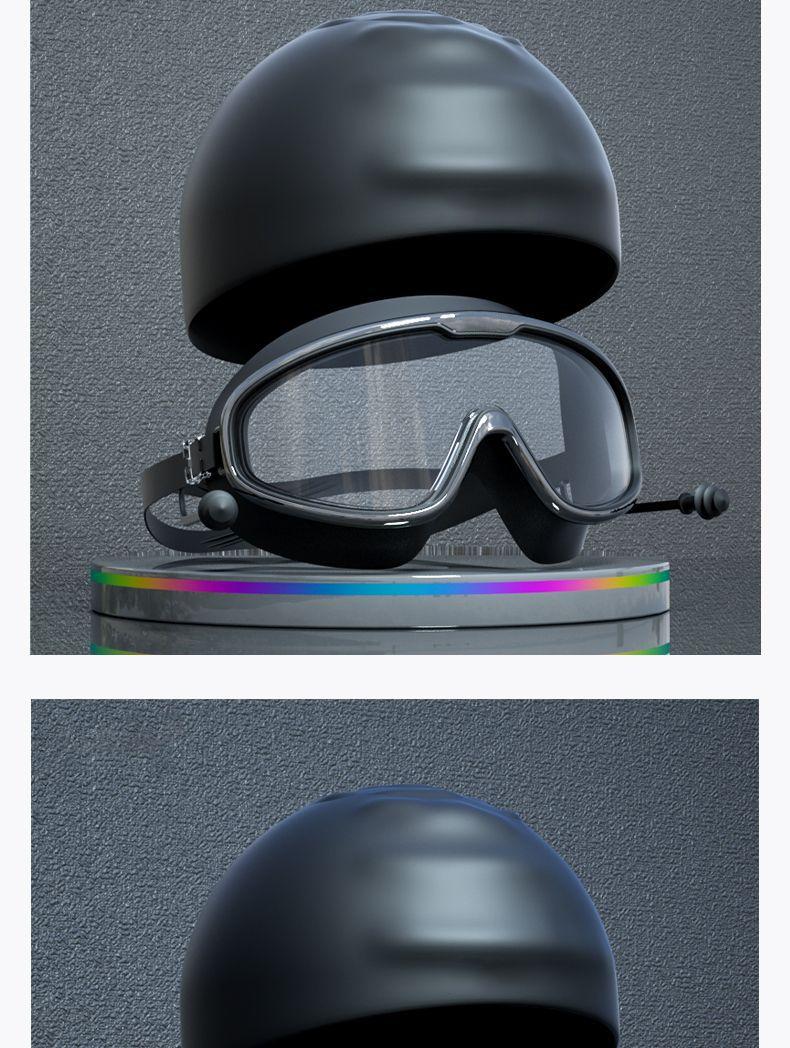 Product Introduction of Fishing Glasses Swimming Goggles Waterproof Anti-Fog HD Professional Adult Unisex Large Frame Swimming Glasses Diving Equipment Swim Cap Set 17