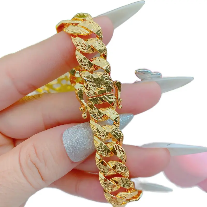 Lắc tay xích nam nữ khoá hộp dập 18k cao cấp 2