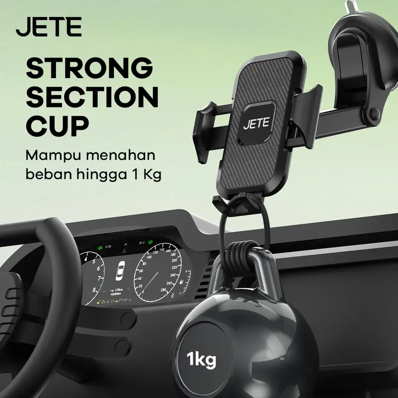 JETE H10B Suction Cup Holder HP Dashboard Mobil Kaca Depan Universal 270° View Angle Metal Smartphone Car 4