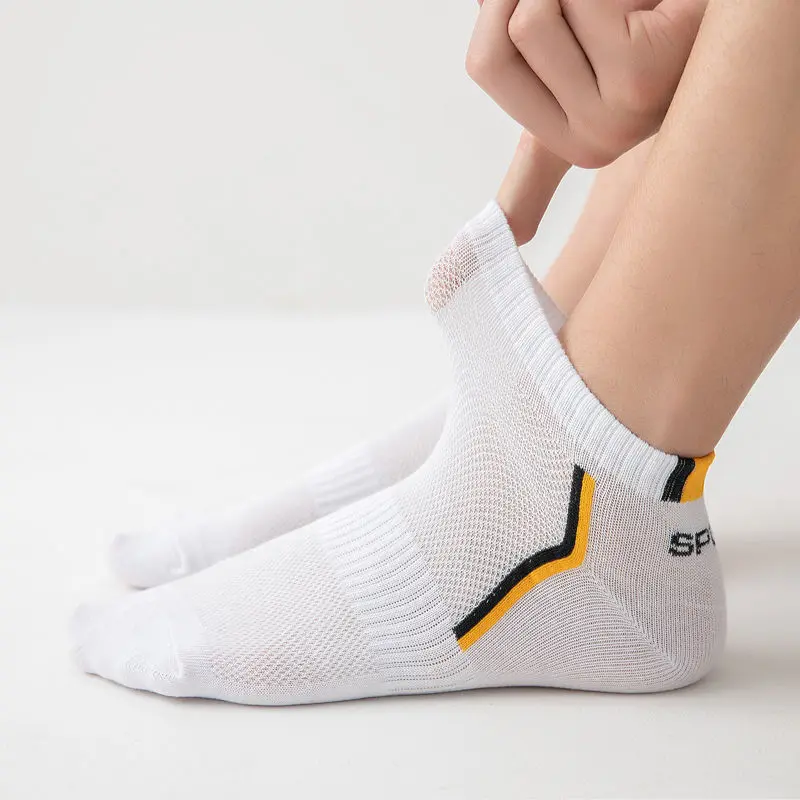 Vớ Thuyền, Mỏng Mùa Hè, Vớ Ngắn Nam, Thấm Hút Mồ Hôi, Thoáng Khí, Thiết Kế Chữ Cái, Thời Trang, Chất Liệu Lưới, Thích Hợp Để Chạy Bộ, Thể Thao Chuyên Nghiệp, Vớ Nam 1