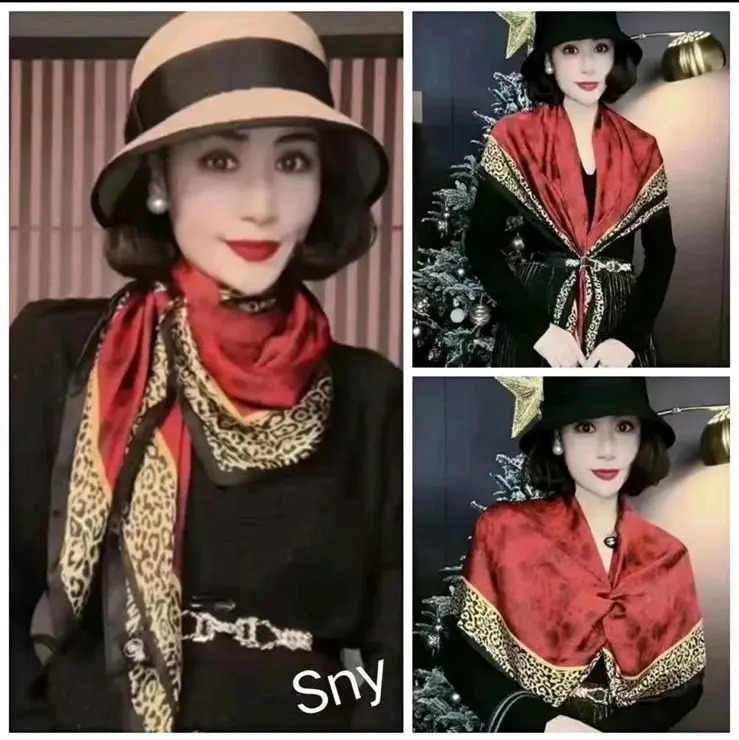 (Et 11) HIJAB SEGI EMPAT SILK SUTRA MOTIF 110x110 leo