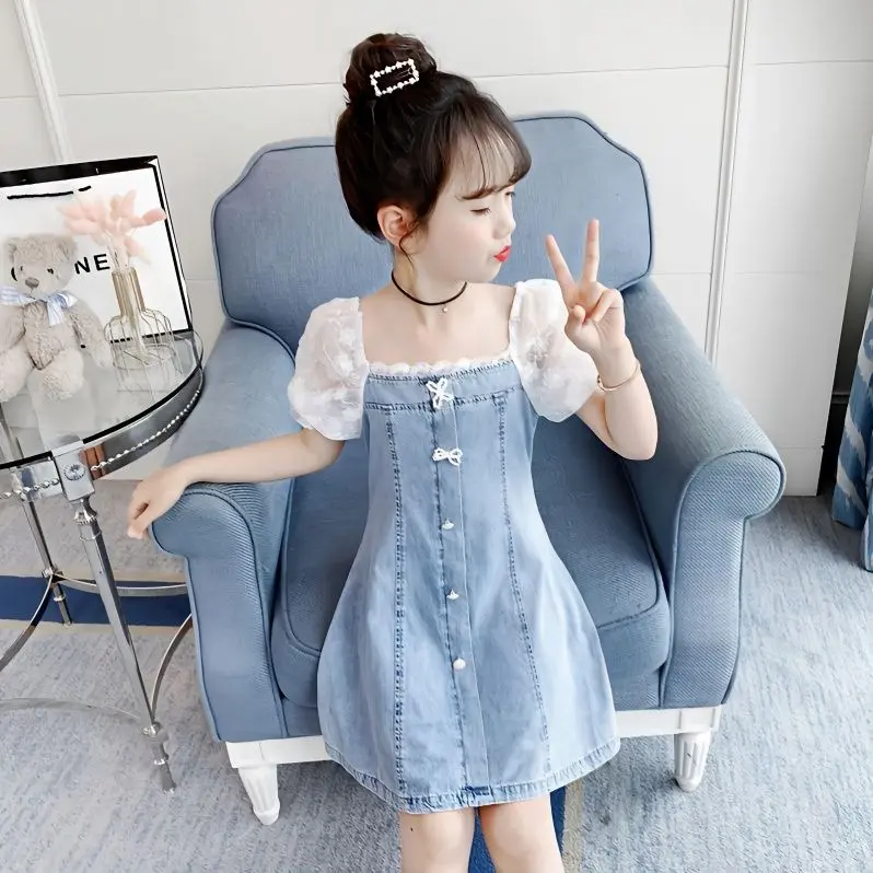Váy Denim Bé Gái, Phong Cách Phương Tây, Váy Mùa Hè, Váy Công Chúa, Thích Hợp Cho Bé Gái Và Thanh Thiếu Niên, Hàng Mới Về Năm 2024