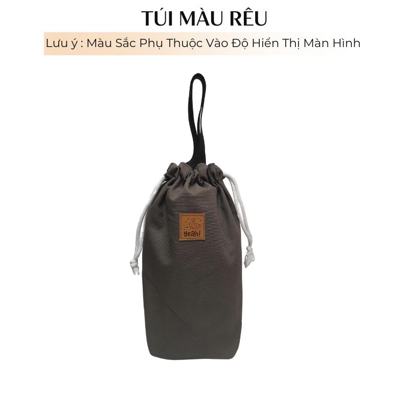Túi vải 2 lớp dày dặn đựng bình giữ nhiệt có dây rút chất liệu vải canvs 8