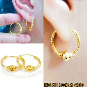 Anting Gipsy Pentol Berlapis Emas ANTI KARAT Perhiasan Earrings