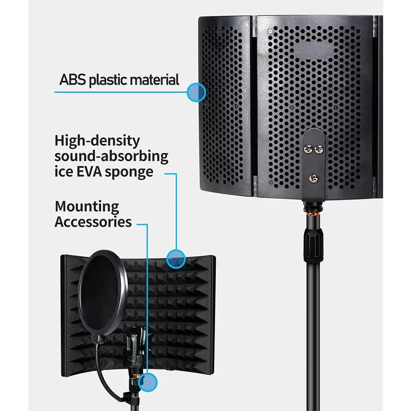 Peredam Suara Microphone Wind Screen Sound Insulation 3 Panel Speaker 1