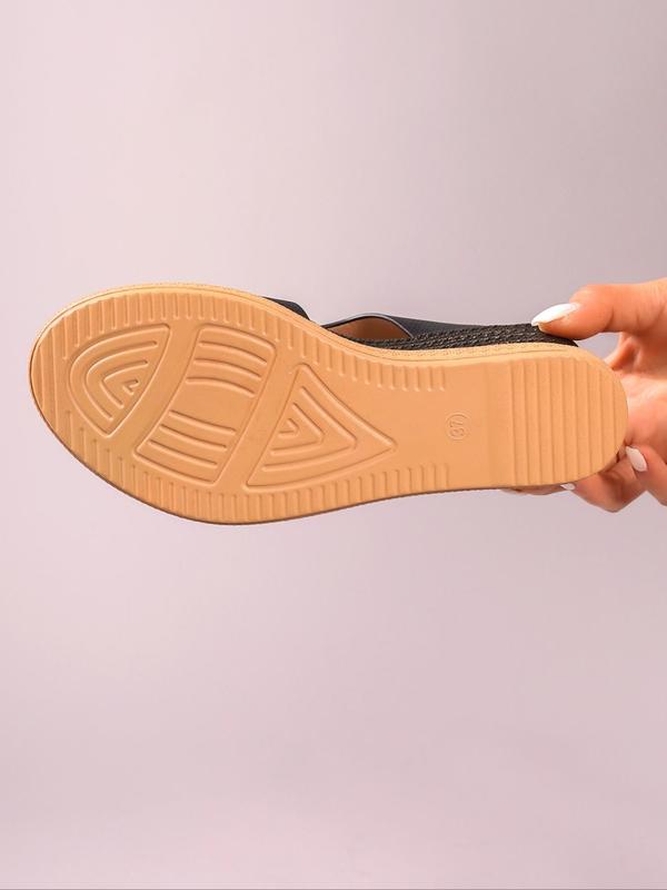 Women's Elegant Fashionable Plain Color Wedge Sandals, Casual Comfort Peep Toe Platform Sandals for Summer, Trendy All-match Retro Sandals for Daily Wear 8