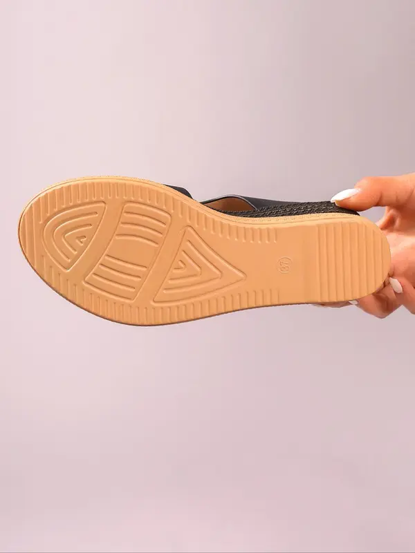 Women's Elegant Fashionable Plain Color Wedge Sandals, Casual Comfort Peep Toe Platform Sandals for Summer, Trendy All-match Retro Sandals for Daily Wear 8