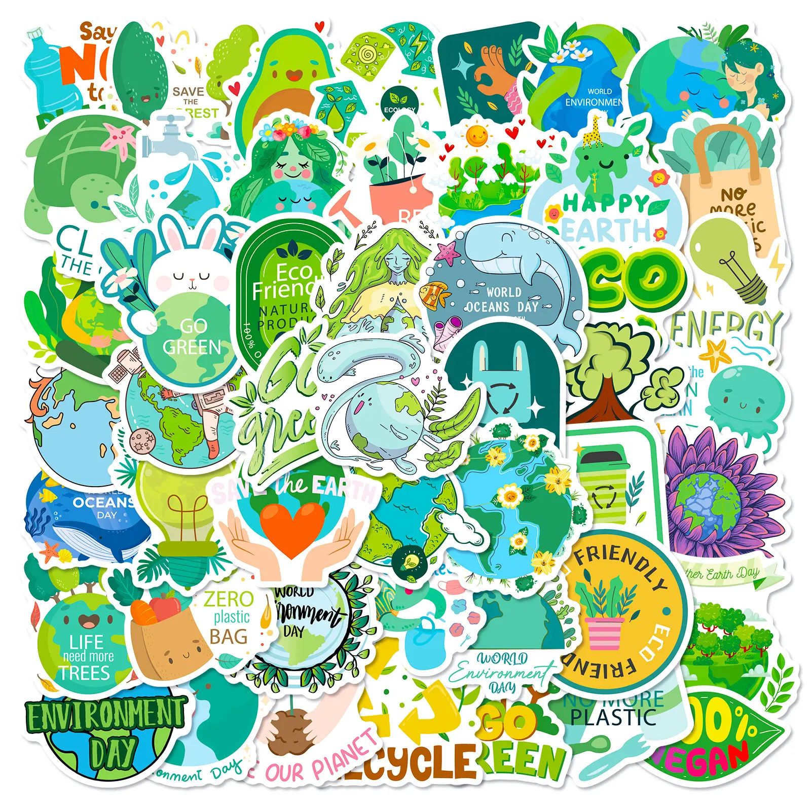 50 environmental protection stickers nature green environmental protection public welfare stickers protect the earth theme stickers