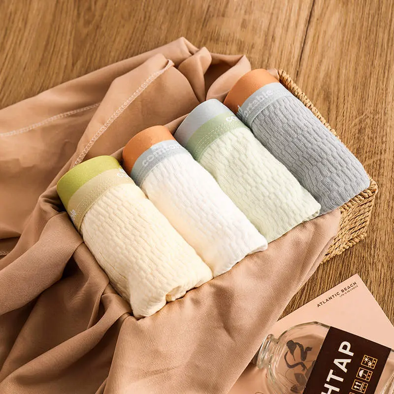 Quần đùi cotton thoải mái cho nam giới, đồ lót mềm mại và thoáng khí, 4 mảnh trong 1 Quần Boxer Sịp Menswear