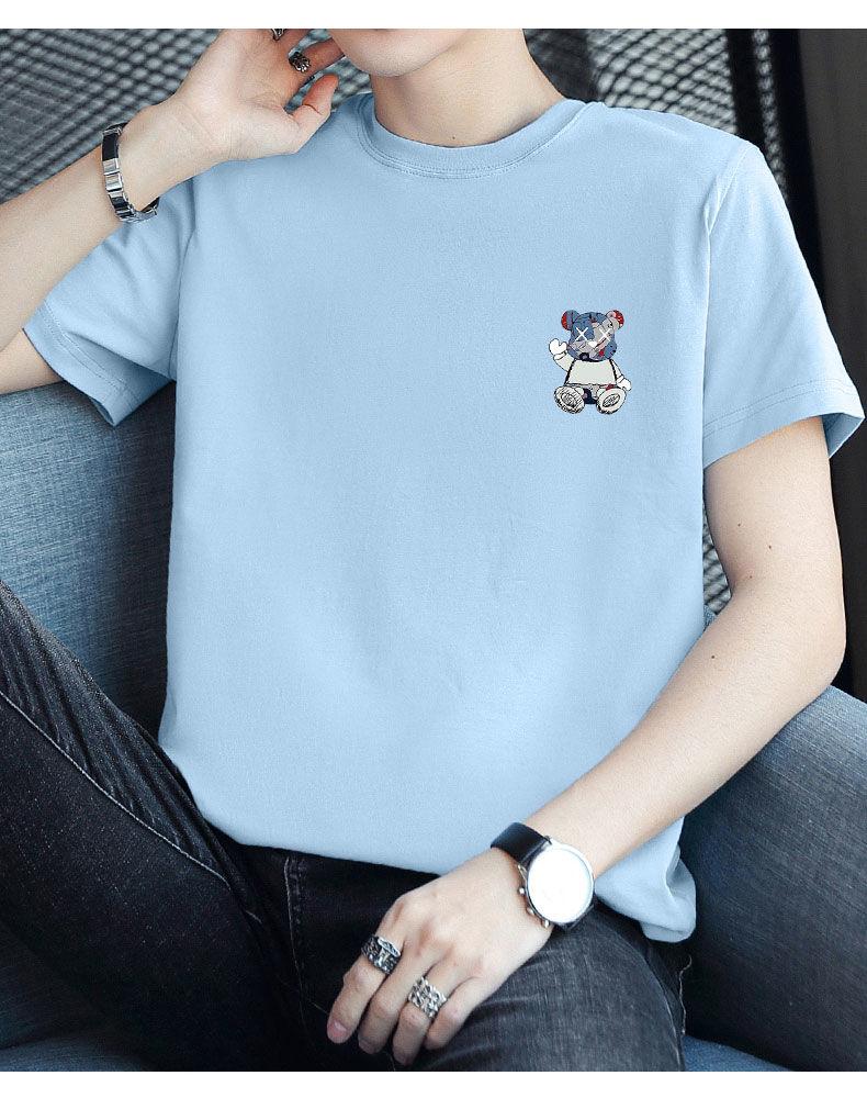 Product Introduction of Heavyweight White T-Shirt Men's Short Sleeve Bear Crew Neck Loose Fit Half Sleeve Pedal 23