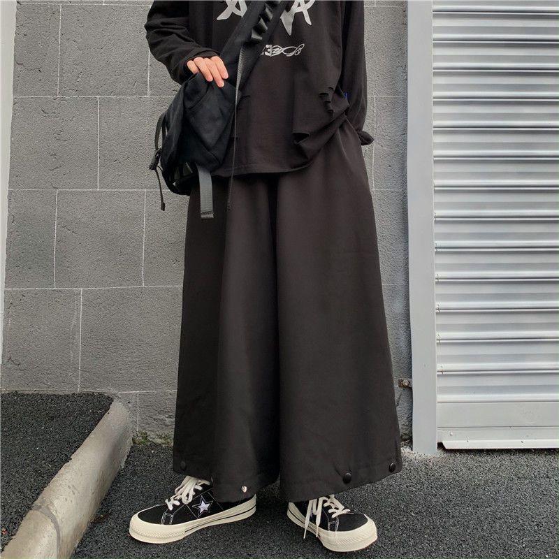 Quần Màu Tối, Phong Cách Harajuku Nhật Bản, Phong Cách Yamamoto, Đường Phố Cao Cấp, Thương Hiệu Hợp Xu Hướng Cho Nam Và Nữ, Quần Cropped Cho Cặp Đôi, Quần Đùi Bảo Hộ Lao Động, Ống Rộng, Chân Thẳng 1