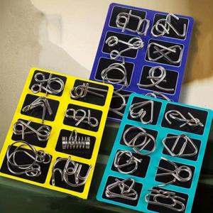 Juguete de rompecabezas de metal con botón de desbloqueo, 8 piezas por set, juguete de rompecabezas divertido para la inteligencia de los niños, suministros para actividades creativas de fiesta