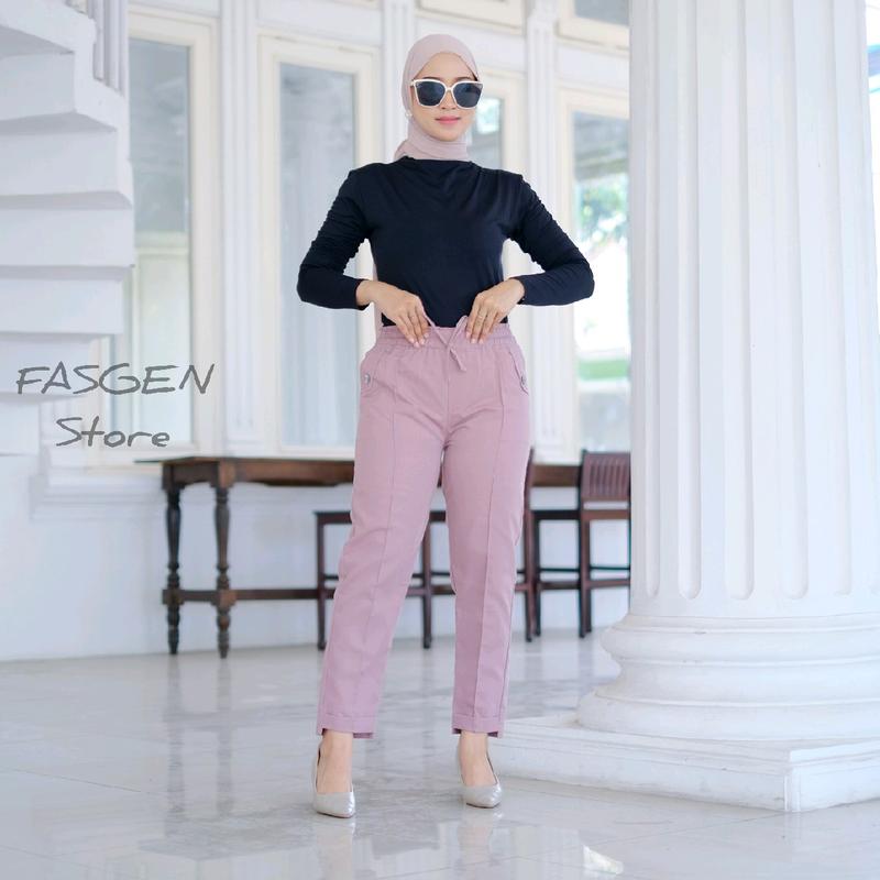 Celana Baggy Pants Kain American Drill / Celana panjang Model Terbaru / Celana Model Variasi Kancing Pinggang Tali Serut  Soft 0