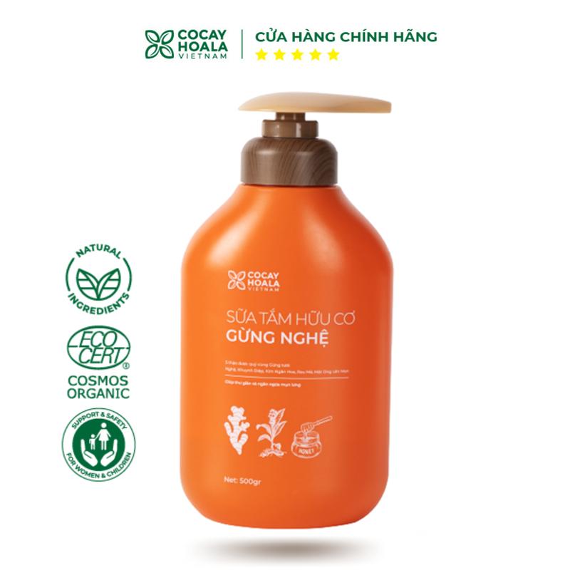 Sữa Tắm Cho Mẹ Bầu và Mẹ Sau Sinh Hữu Cơ Gừng Nghệ Cocayhoala Gel Tắm Gừng Nghệ Hữu Cơ Cỏ Cây Hoa Chai 500g Dưỡng Body Nữ Trị Rạn