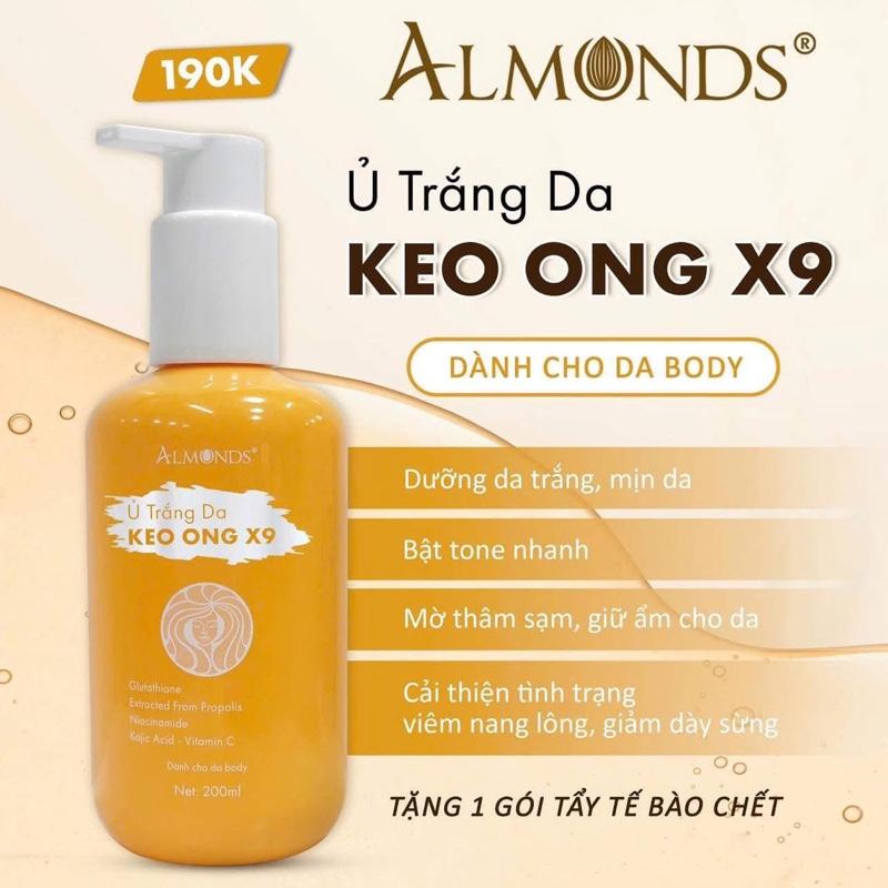Ủ trắng da keo ong X9 ủ trắng da body Almonds 0