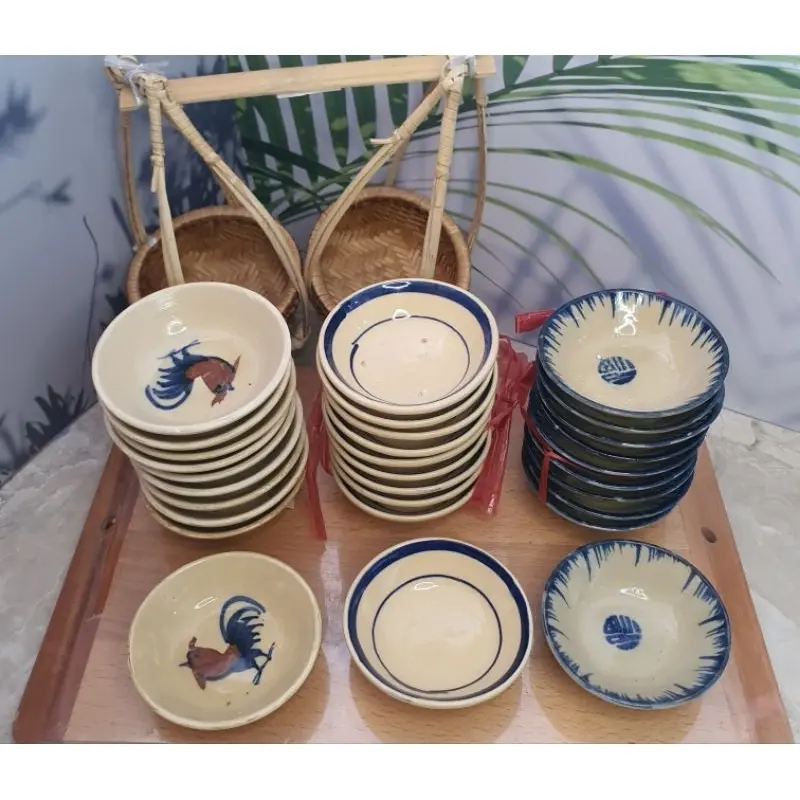 Chén Tép/chén chắm Gốm Cổ Xưa Vẽ Gà. Làm Bánh Bèo,Bánh Bò, Đựng Nước Chấm ( không chân đinh)Dành Cho Người Hoài Niệm 0