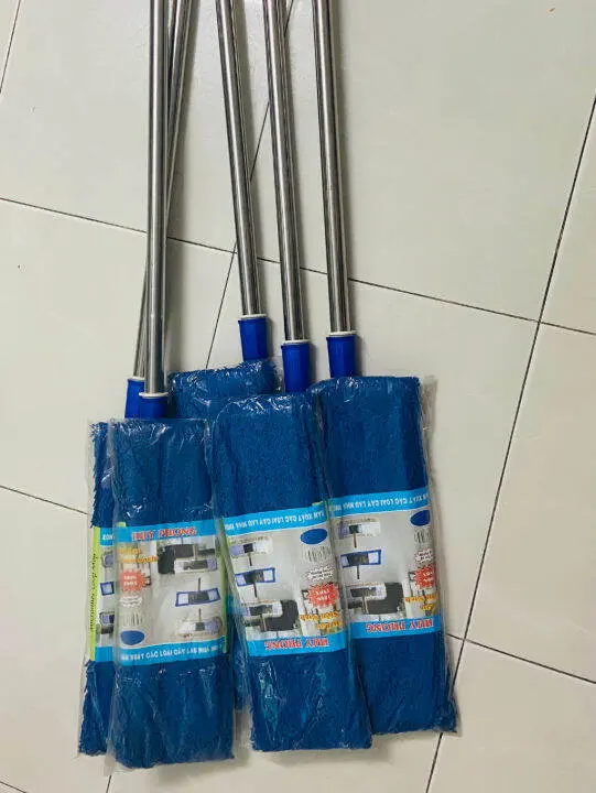 Cây lau nhà công nghiệp san hô 45cm, 60cm 100% INOX có Khoá tăng giảm cao cấp xoay 360 độ sợi Microfiber  - SẢN PHẨM đã bao gồm tấm lau 4
