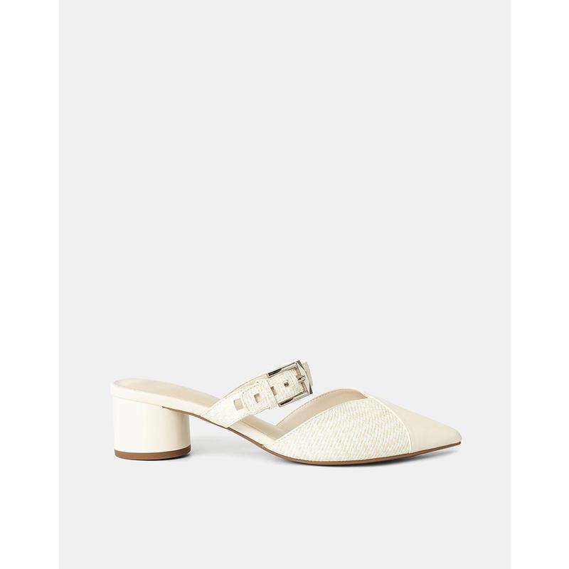 JUNO Giày Cao Gót Mules Đắp Mũi Chéo - CG05152