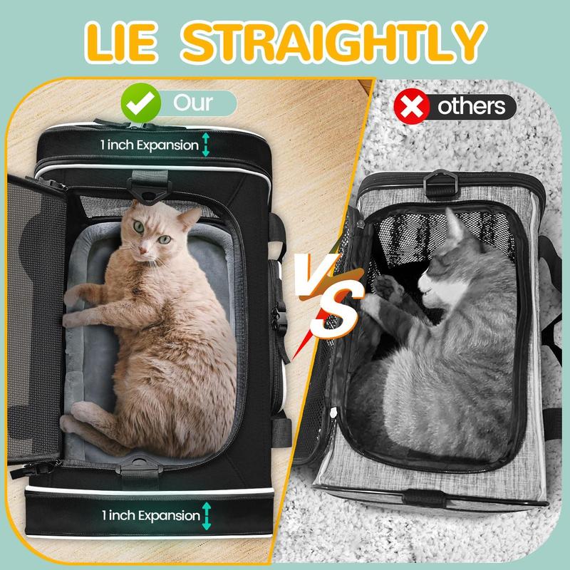 TikTok Shop Length Expandable Pet Carrier 17x12x8.5 Inches JetBlue Frontier Spirit Airline Approved Soft Pet Travel Carrier for Small Cats Dogs with Zipper Locks and Anti Scratch Mesh Black