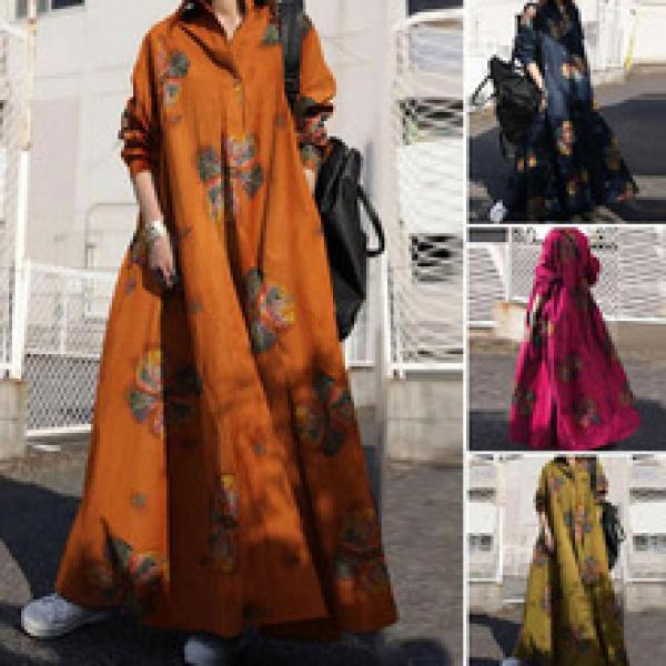 Product Introduction of New Autumn Cross-Border Supply Artistic Temperament Muslim Women's Pullover round Neck Large Swing Dress 22