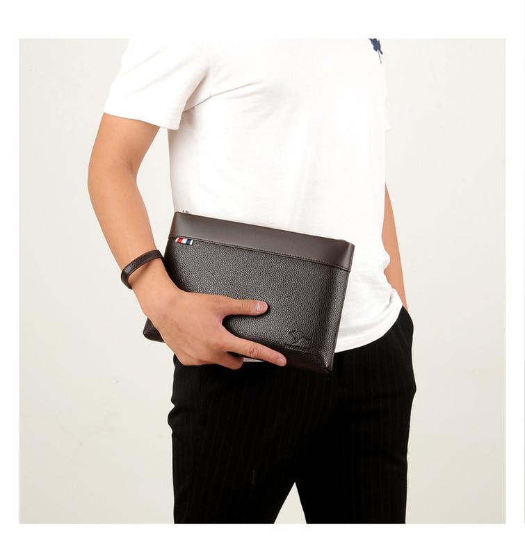 Product Introduction of Kangaroo Men's Handbag Fashionable Casual Large Capacity Clutch Male Clutch Male Clutch Soft Leather Envelope Bag Men's Bag 17