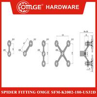 Gambar Spider Fitting/Klem Kaca Laba-laba OMGE SFM-K2002-180-US32D dari OmgeHardware Kota Administrasi Jakarta Utara 2 Tokopedia