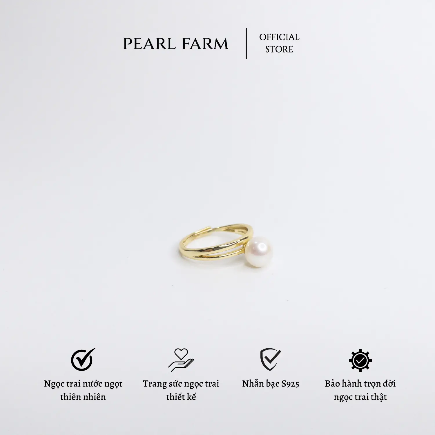 Nhẫn Ngọc Trai Nữ Thời Trang Dày Dặn Phong Cách Hàn Quốc Pearl Farm