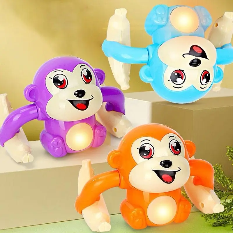 (TẶNG PIN) Đồ chơi Monkey khỉ nhào lộn xoay 360 có phát nhạc đèn
