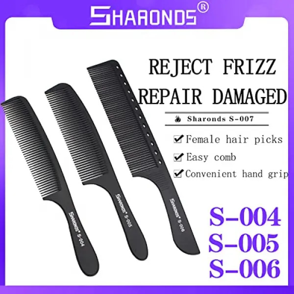 Bộ Lược Chuyên Nghiệp, Màu Đen Sharonds, Được Trang Bị 8 Lược Chống Tĩnh Điện Chịu Nhiệt, Thích Hợp Cho Mọi Loại Tóc.Bộ Lược Chuyên Nghiệp, Phong Cách Yêu Thích Của Các Thợ Làm Tóc Uốn Tóc 2