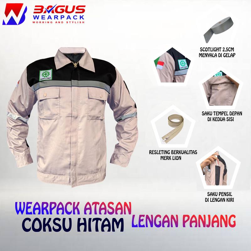 BAJU PROYEK KEREN / BAJU KERJA PRIA PROYEK COKSU HITAM Wearpack Safety 0