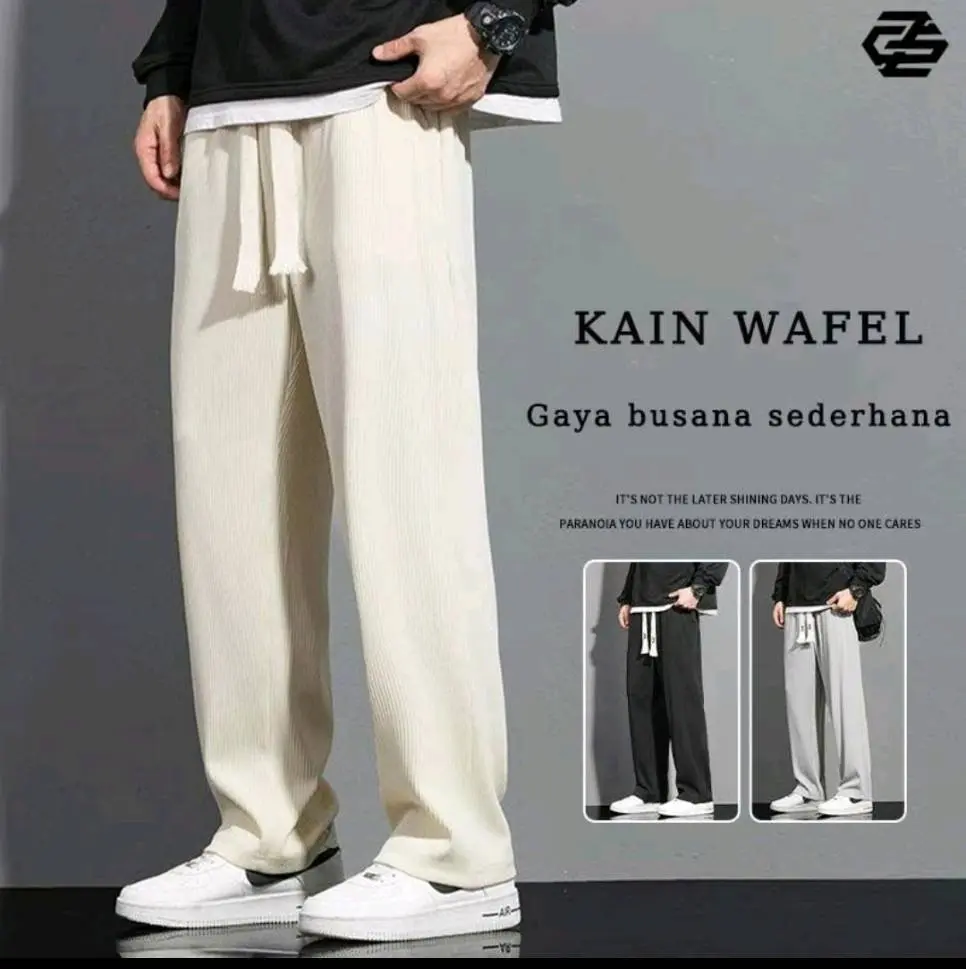 Celana olahraga pria panjang celana corduray pria celana highwaist pria Loose Pants celana vintage pria celana oversize pria Baggy pants keren celana premium wafel bahan celana