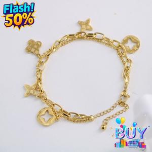 สร้อยข้อมือพู่โคลเวอร์สี่แฉกสีทองส่วนบุคคล, สต็อกพร้อมในปี 2025, สำหรับผู้หญิง, ไม่ซีดจาง, แฟชั่นญี่ปุ่นและเกาหลี, ดอกไม้เล็กปริซึม, เครื่องประดับมือ, สไตล์ใหม่, ราคาไม่แพง, ความรู้สึกหรูหรา, เหมาะสำหรับผู้ชาย