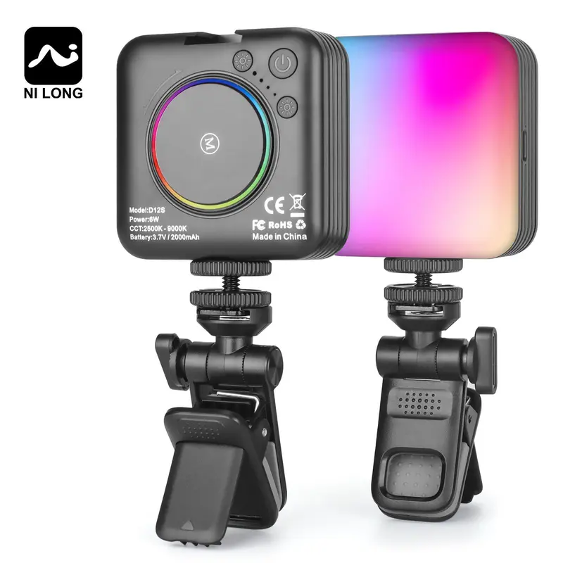 RGB Video Light, Portable LED Camera Light, 360° Full Color Portable Photography Lighting, Rechargeable CRI 95+ 2500-9000K Dimmable Panel Lamp 0