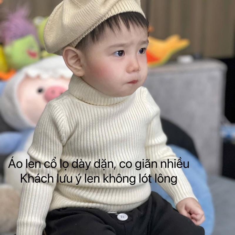 Áo len  cổ lọ  cho bé 8-20kg dáng hàn siêu ấm( len không lót lông) Trơn len cổ lọ chất co giãn hàng quảng châu