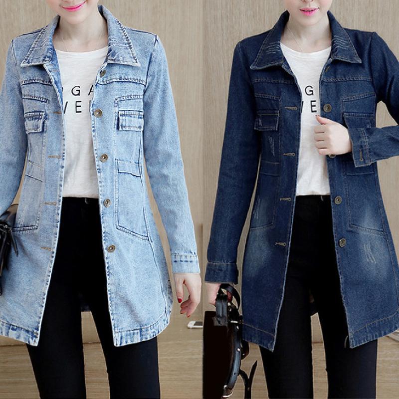 90s flap-pockets jeans jacket for women