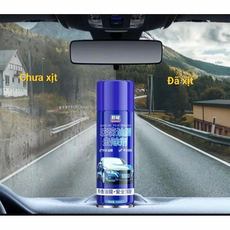 Chai xịt tẩy màng dầu, vết ố bẩn trên kính ô tô, gương chiếu hậu - Tặng 1 bọt biển 4