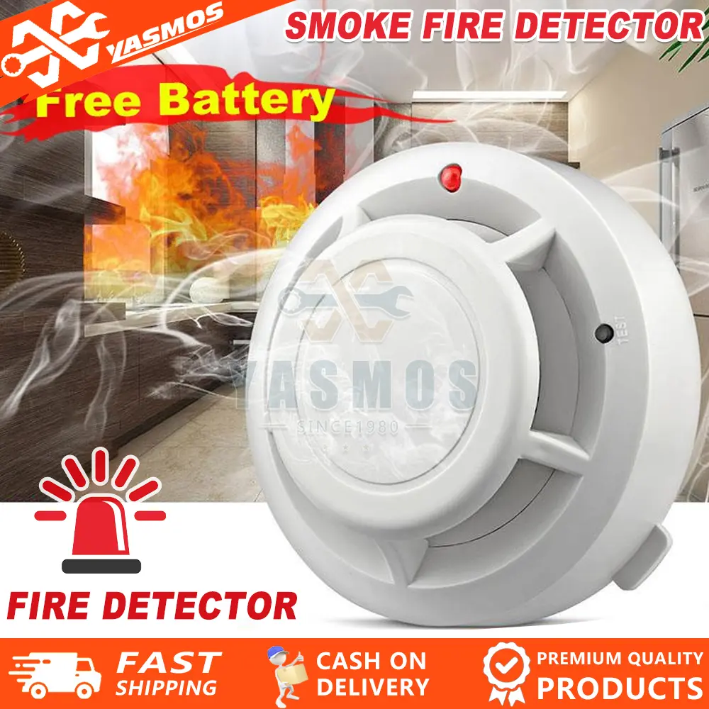 Standalone Photoelectric Smoke detector fire alarm With Battery For Family Houses Detecting Shopping Malls