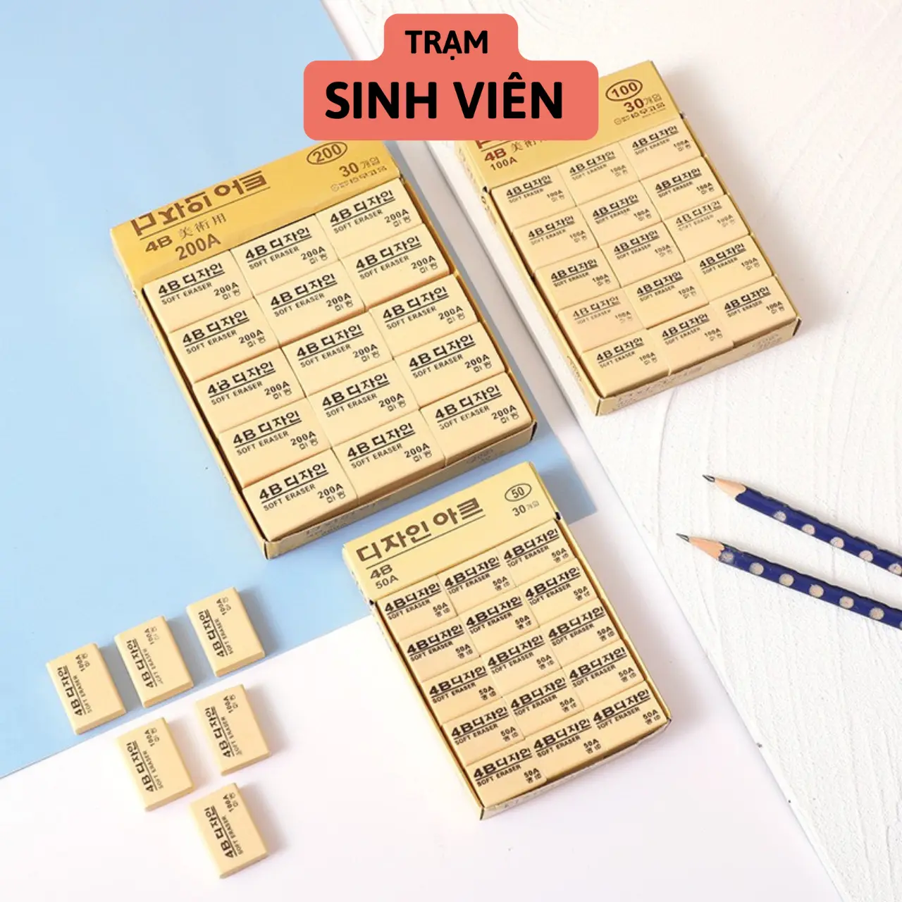 Tẩy Bút Chì 4B, Gôm Tẩy Siêu Sạch Ít Vụn Giá Rẻ Dành Cho Học Sinh - Trạm Sinh Viên.